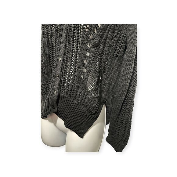 Olivaceous Cotton Cardigan with Open weave, Black, Size L - Picture 10 of 16
